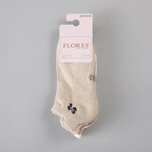Calcetin 3x Pack Corto Bordado Flores Mujer 50766-202